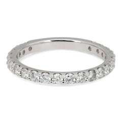 Round Cut Natural Diamond Eternity Band Ring 14K White Gold 0.75Ctw