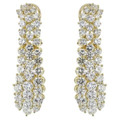 Round Cut Natural Diamond Waterfall Drop Earrings 18K Yellow Gold 8.00Ctw