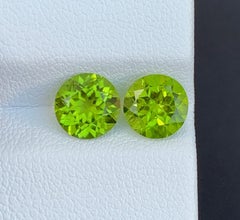 Round Cut Peridot Pair Gemstone: Natural August Birthstone 3.05 CTs