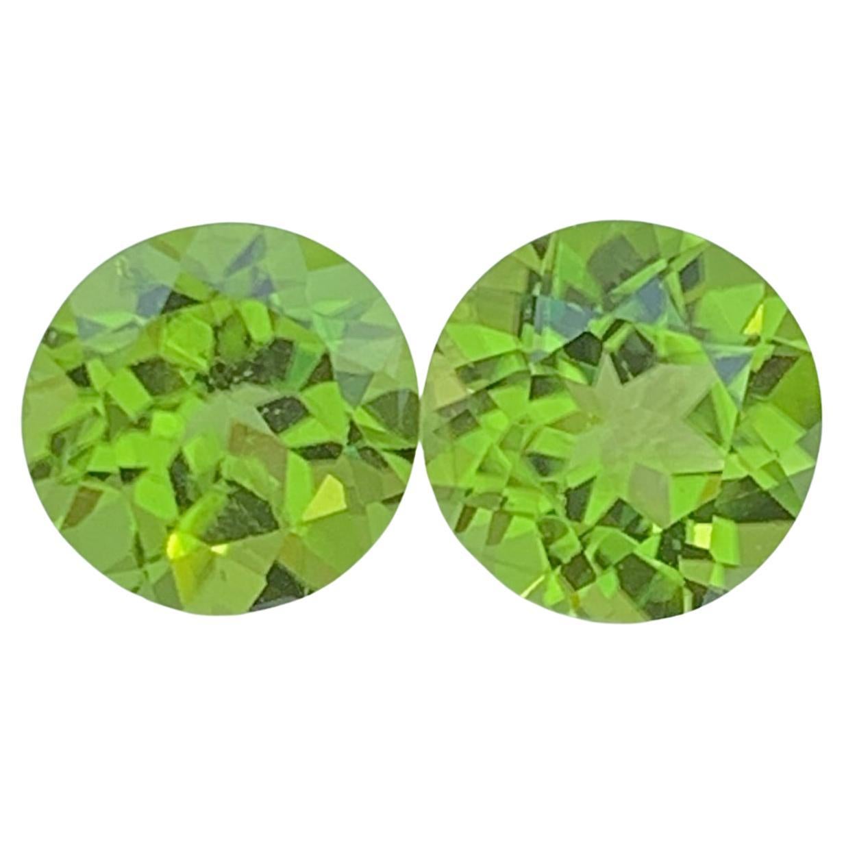 Rundschliff Peridot Paar Edelstein: Natürlicher August Geburtsstein 3.05 CTs im Angebot