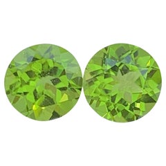 Round Cut Peridot Pair Gemstone: Natural August Birthstone 3.05 CTs