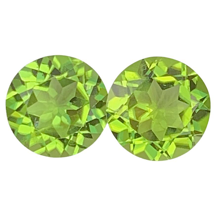 Round Cut Peridot Pair Gemstone: Natural August Birthstone