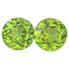 Round Cut Peridot Pair Gemstone: Natural August Birthstone