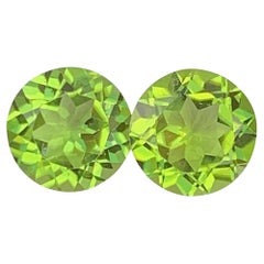 Round Cut Peridot Pair Gemstone: Natural August Birthstone