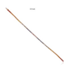 Bracelet tennis raffiné en or 14 carats serti de saphirs arc-en-ciel taille ronde – Joaillerie haut de gamme