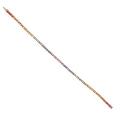 Bracelet tennis raffiné en or 14 carats serti de saphirs arc-en-ciel taille ronde – Joaillerie haut de gamme