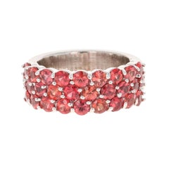 Round Cut Red Sapphire Band 14 Karat White Gold