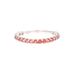 Round Cut Red Sapphire Band 14 Karat White Gold