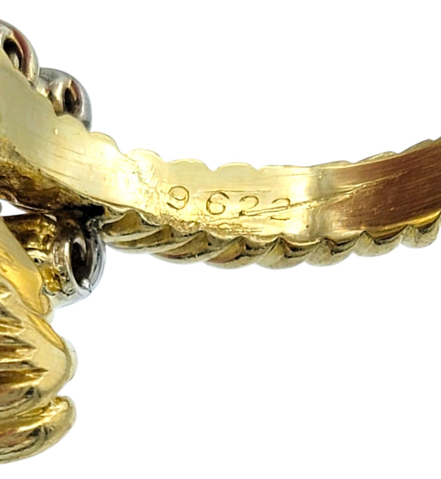 Round Cut Ruby and Diamond Spray Ring with Twisted Band in 18 Karat Yellow Gold For Sale 3