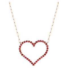 Collana con ciondolo a cuore aperto di rubino taglio rotondo in oro giallo 14K 1.35Cttw