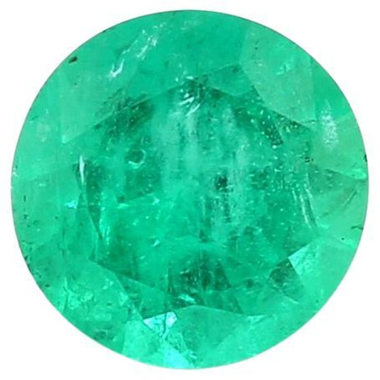 Round Cut Russian Emerald Loose Gemstone 1.28 Carat Weight For Sale at