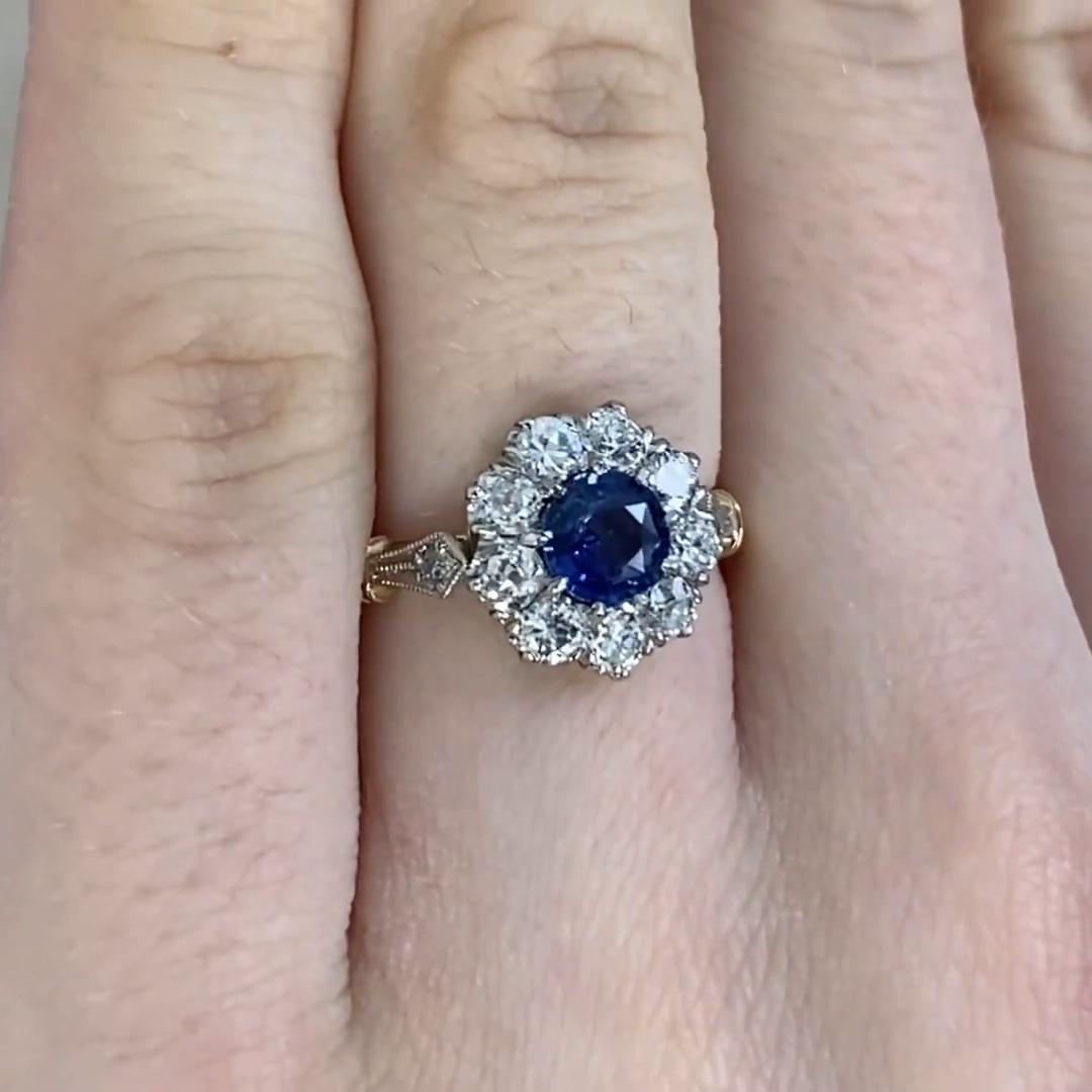 Rund geschliffener Saphir in Ringform (ca. 0,7 Karat), 18k Gelbgold (Art déco) im Angebot