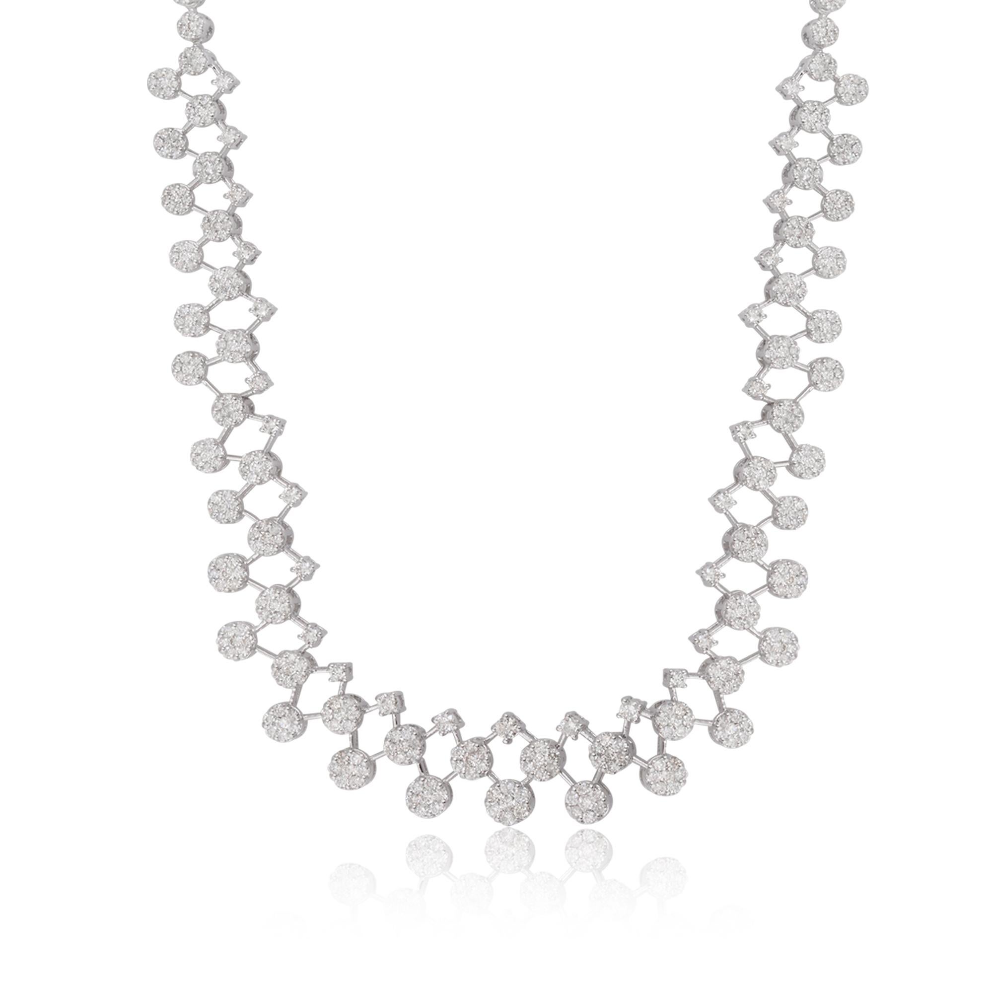 Collier anniversaire diamant naturel taille ronde SI/H 6,60Ct en or blanc 14k Neuf - En vente à Diera, Dubai