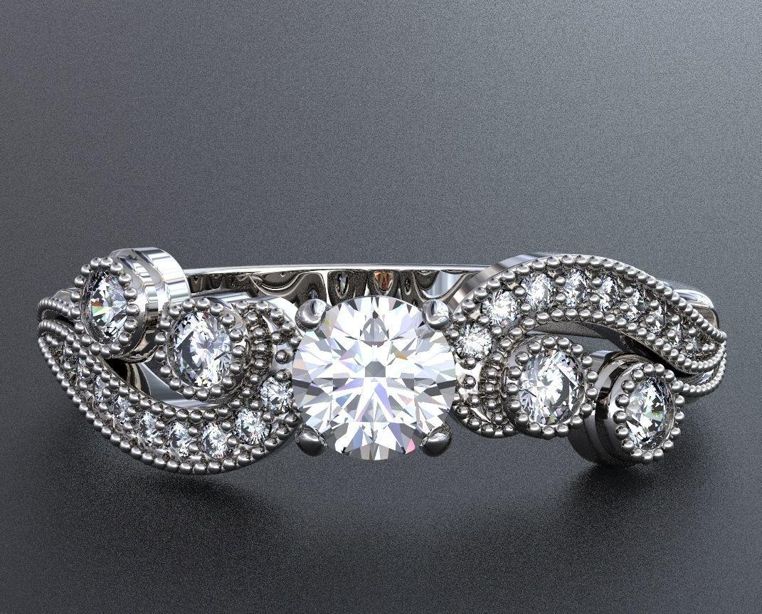 For Sale:  Round cut Vintage Moissanite Engagement 14k Gold Ring. 2