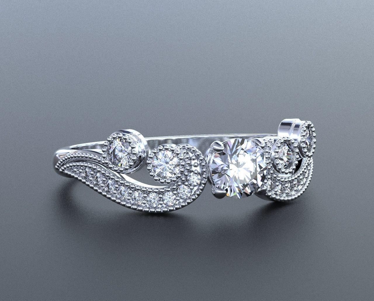 in vendita:  Anello di fidanzamento con moissanite vintage a taglio rotondo in oro 14k 2