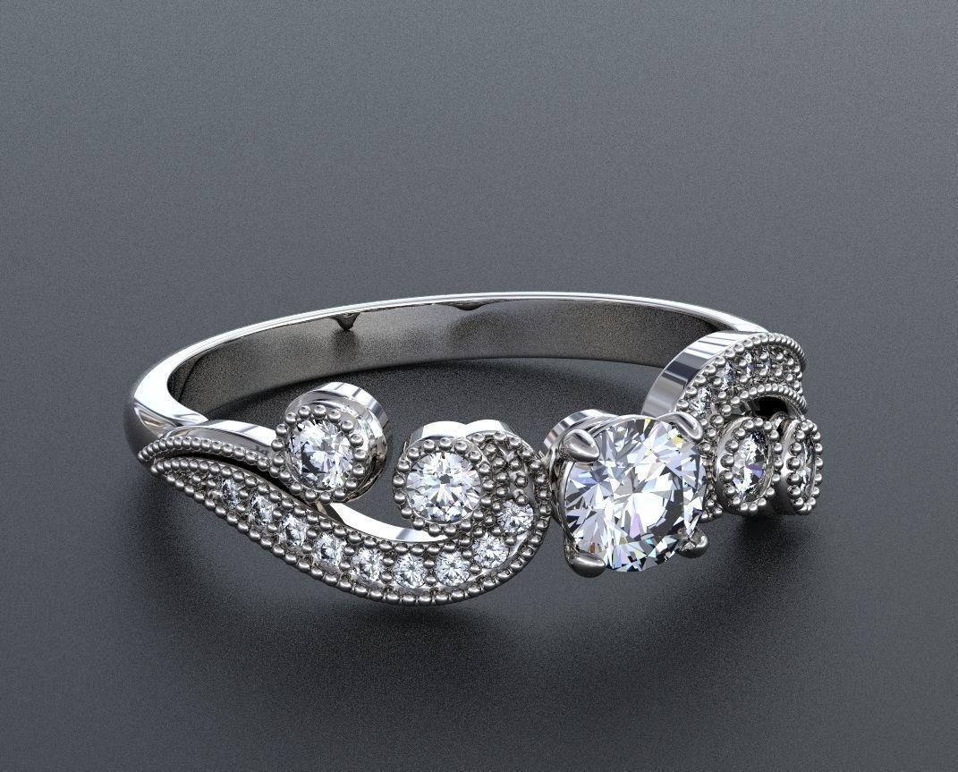 in vendita:  Anello di fidanzamento con moissanite vintage a taglio rotondo in oro 14k 3