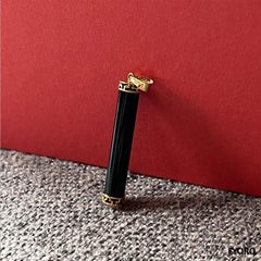 Round Cylindric Pillar Black Onyx Pendant (With Solid 14K Yellow Gold)