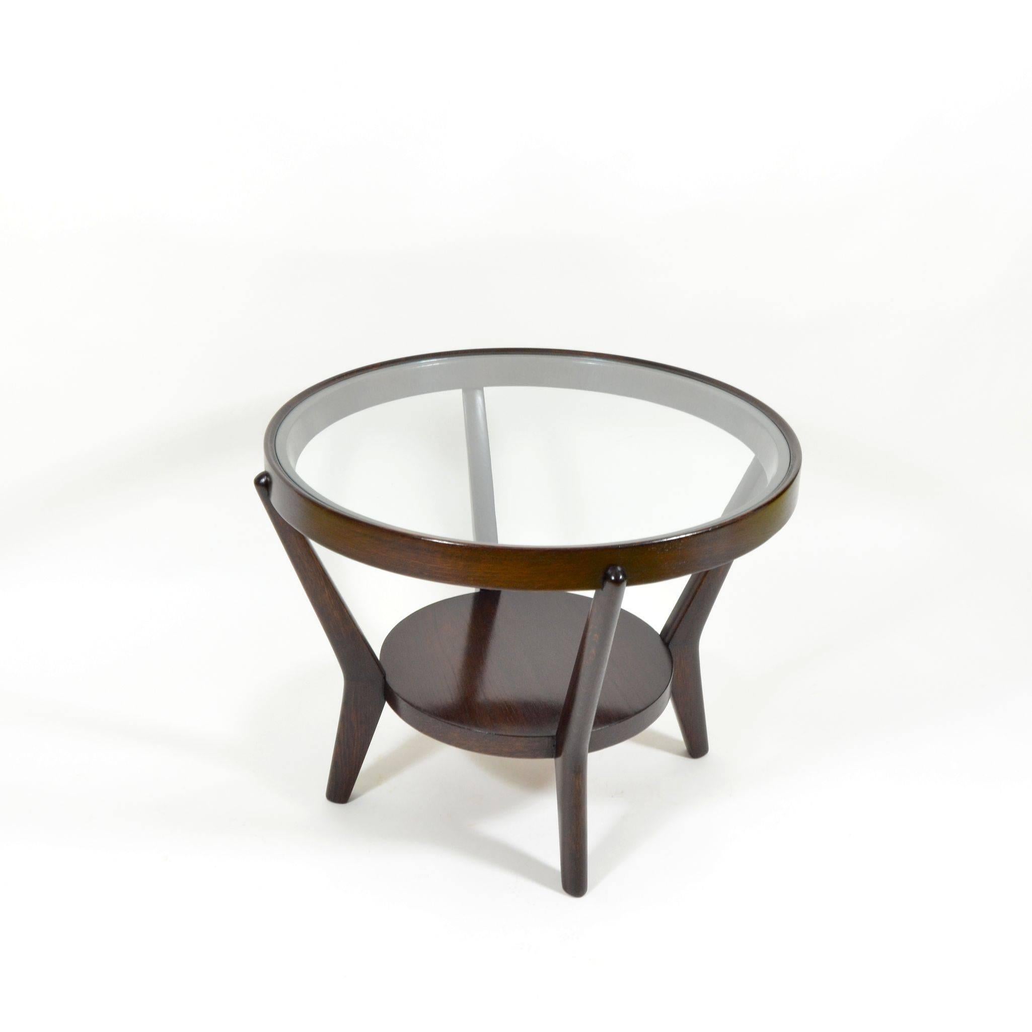 Mid-Century Modern Round Czechoslovakian Coffee Table by Kropáček a Koželka, 1950s