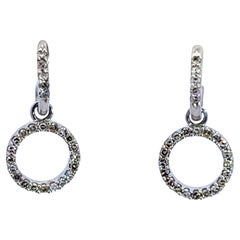 Pendientes Colgantes de Diamantes Redondos Oro Blanco 14K