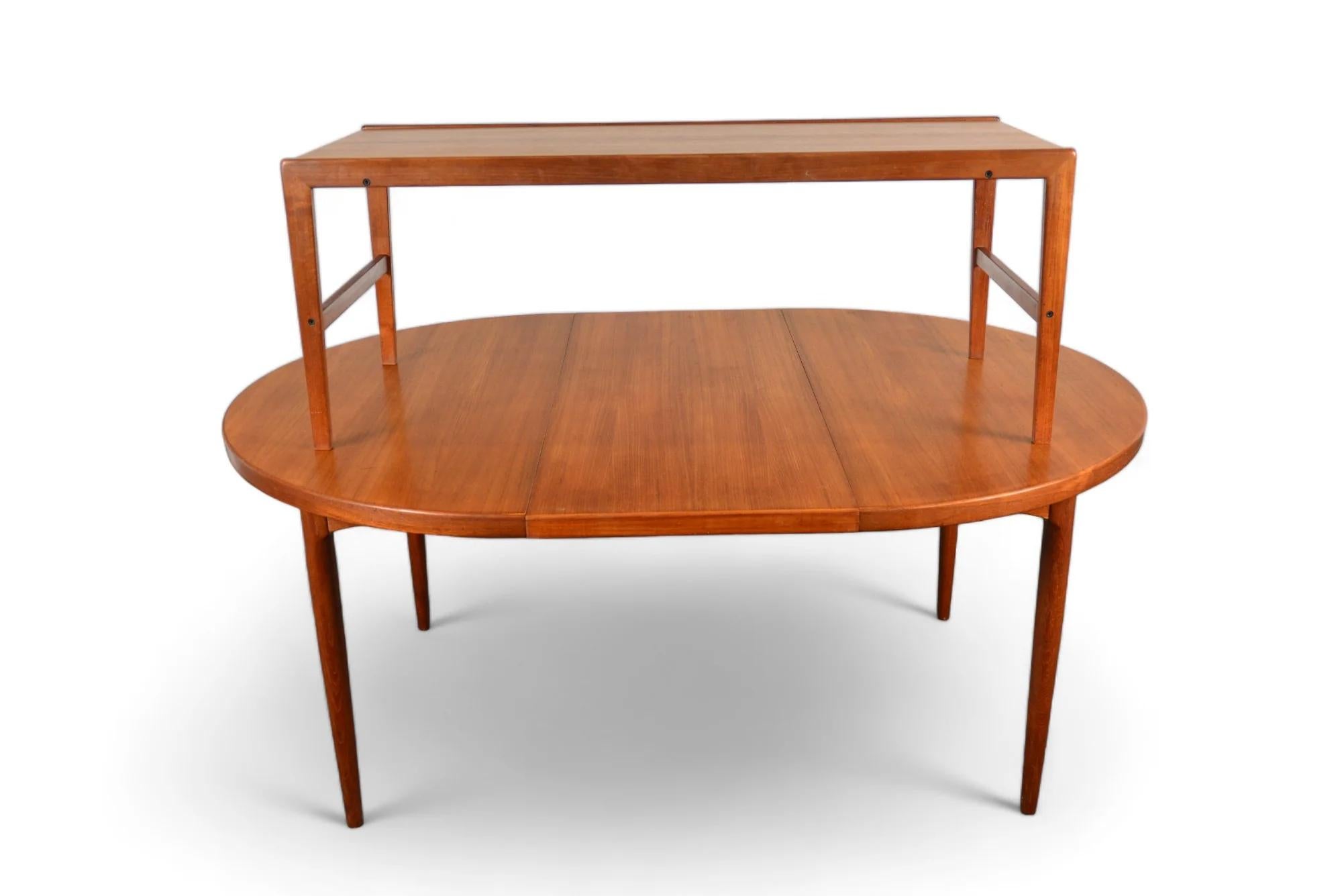 Round Danish 2 Leaf Teak Dining Table By Cj Rosengaarden + Coffee Table For Sale 5