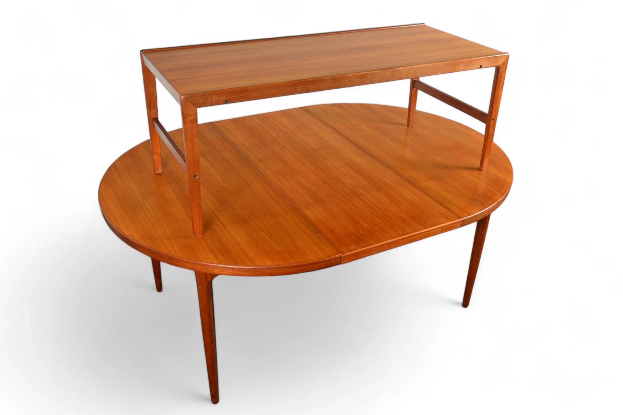 Round Danish 2 Leaf Teak Dining Table By Cj Rosengaarden + Coffee Table For Sale 6