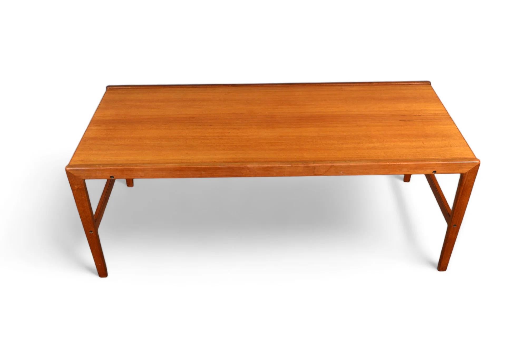 Round Danish 2 Leaf Teak Dining Table By Cj Rosengaarden + Coffee Table For Sale 7