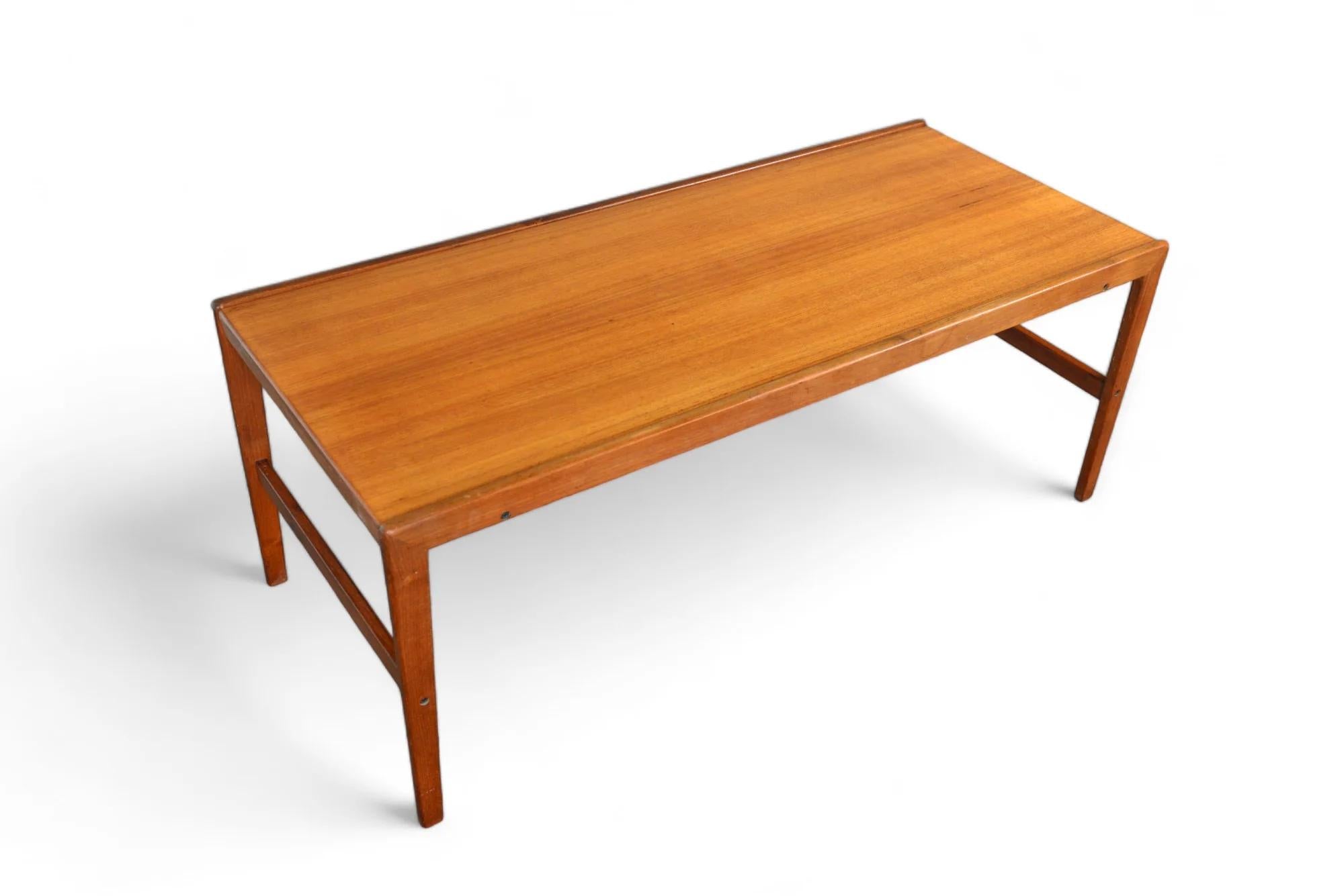 Round Danish 2 Leaf Teak Dining Table By Cj Rosengaarden + Coffee Table For Sale 9
