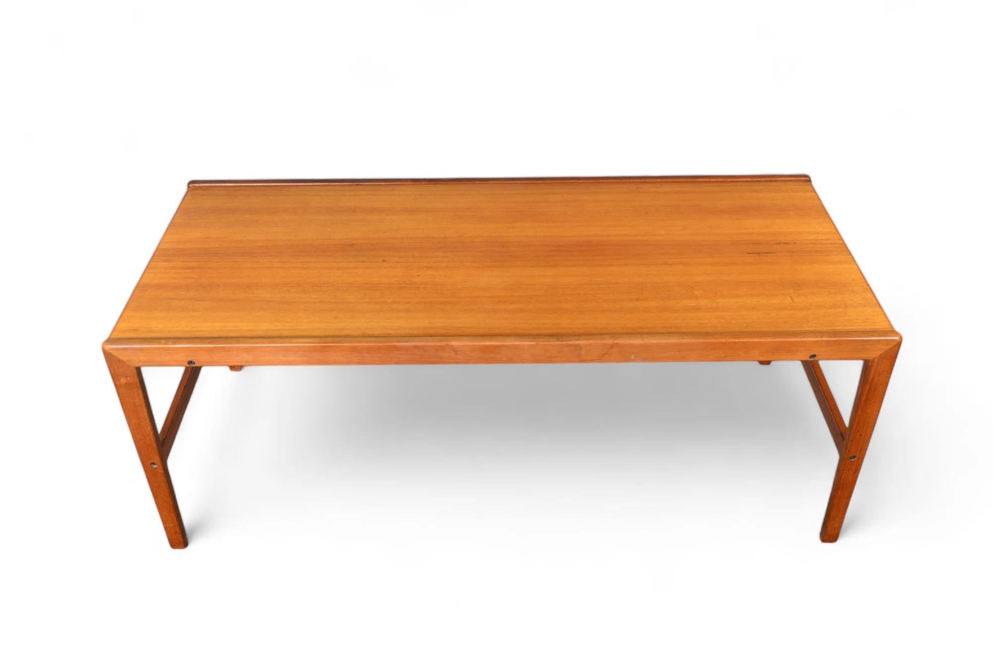 Round Danish 2 Leaf Teak Dining Table By Cj Rosengaarden + Coffee Table For Sale 10