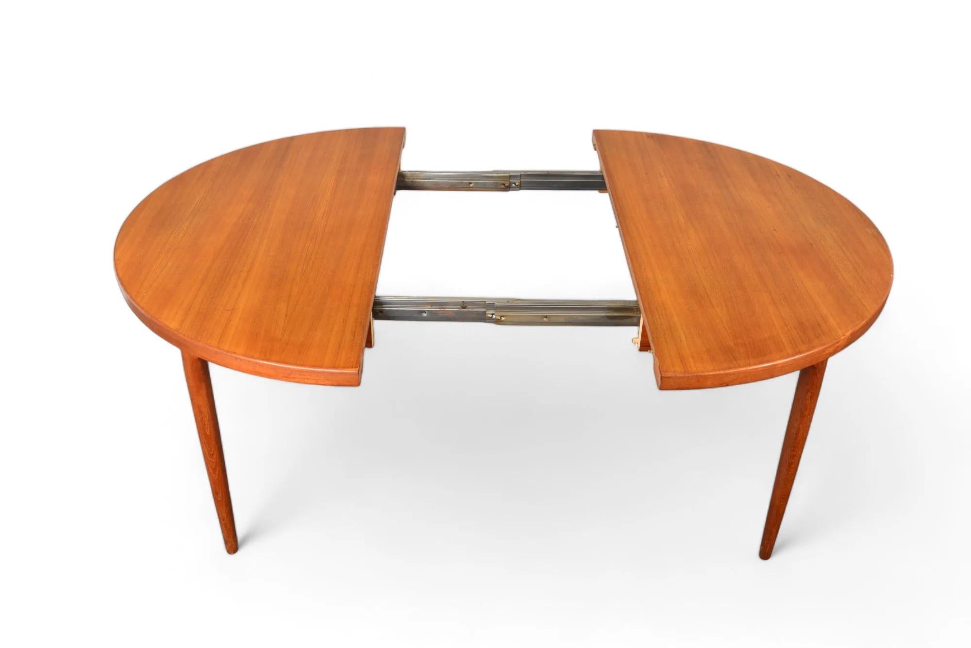 20th Century Round Danish 2 Leaf Teak Dining Table By Cj Rosengaarden + Coffee Table For Sale