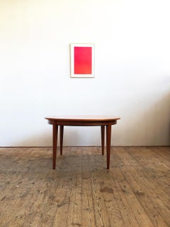 Round Danish Mid-Century Modern Extendable Teak Dining Table Made by Omann Jun