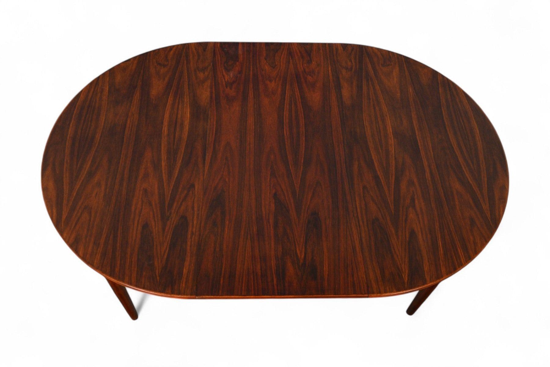 Round Danish Modern Expandable Rosewood Dining Table With One Leaf For Sale 5