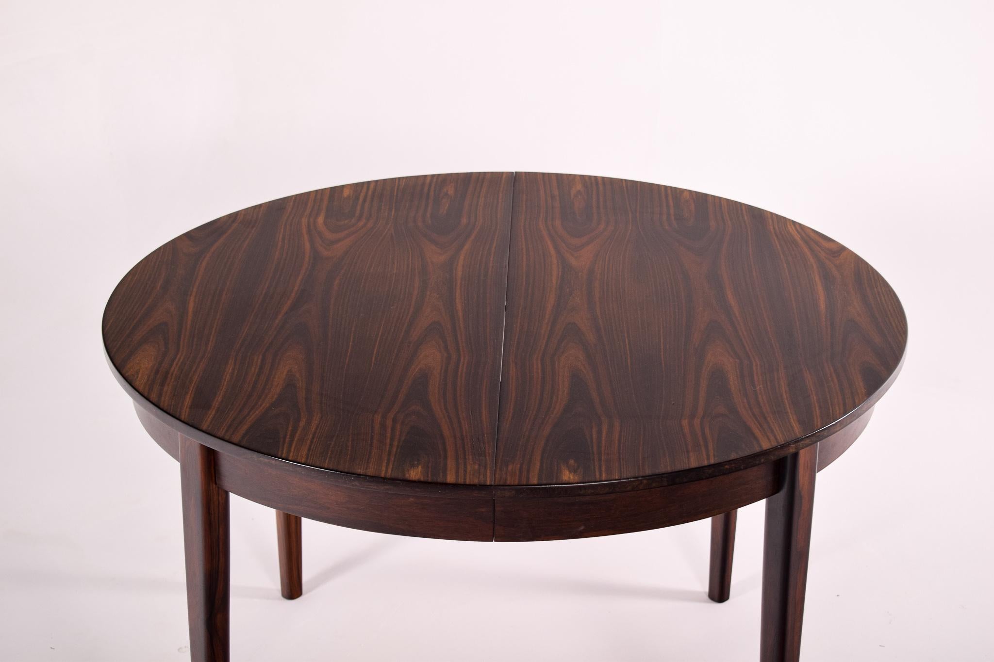Round Danish Rosewood Extendable Dining Table, 1960s 5