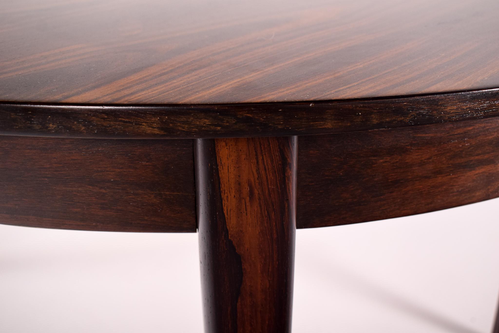 Round Danish Rosewood Extendable Dining Table, 1960s 1