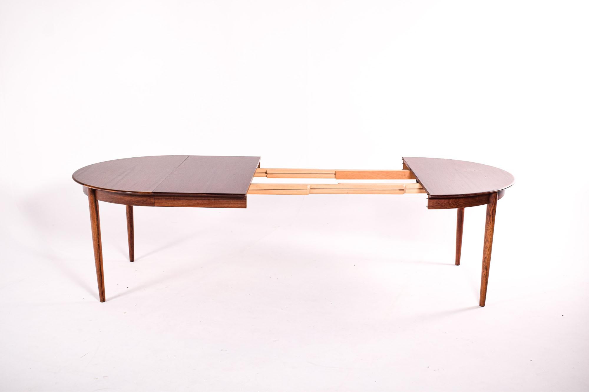 Round Danish Rosewood Extendable Dining Table, 1960s 1