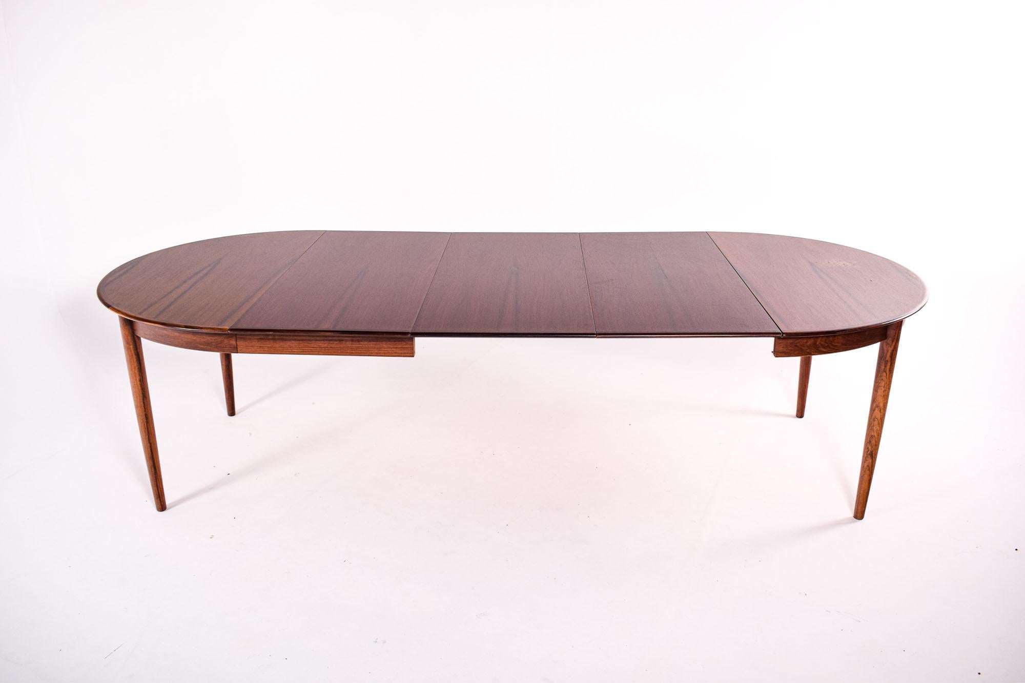 Round Danish Rosewood Extendable Dining Table, 1960s 3