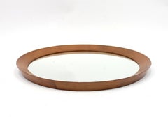 Round Danish Solid Teak Wall Mirror, 1960s