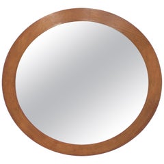 Round Danish Solid Teak Wall Mirror, 1960s