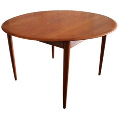 Round Danish Teak Dining Table by Arne Hovmand-Olsen for Mogens Kold, Denmark