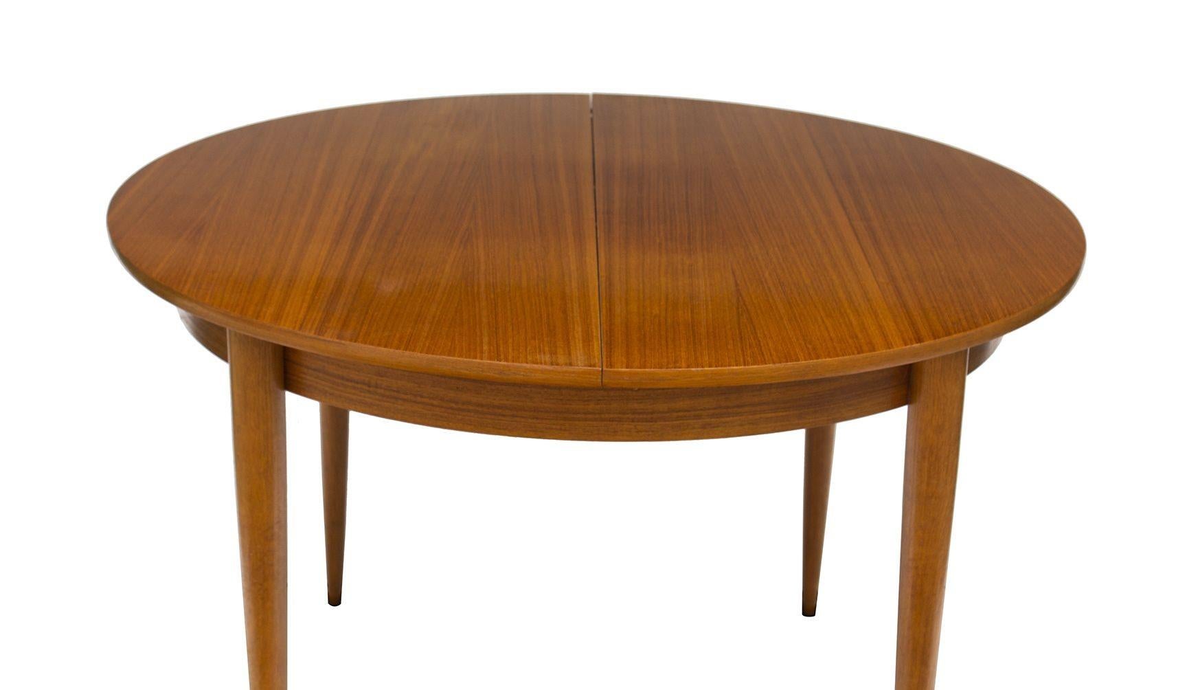 Round Scandinavian Teak Dining Table with Butterfly Leaf 4