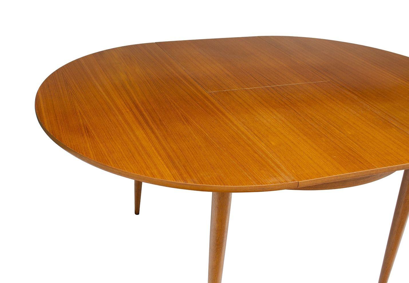 Round Scandinavian Teak Dining Table with Butterfly Leaf 6