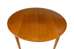 Round Scandinavian Teak Dining Table with Butterfly Leaf
