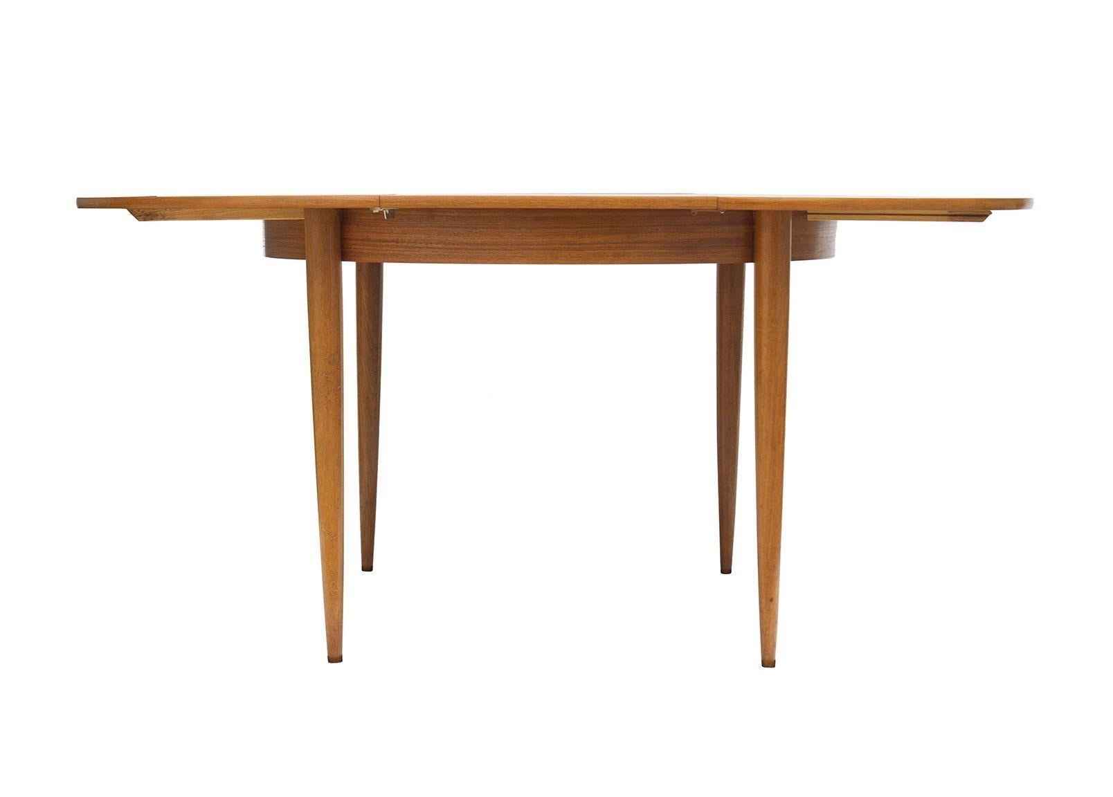 Mid-20th Century Round Scandinavian Teak Dining Table with Butterfly Leaf