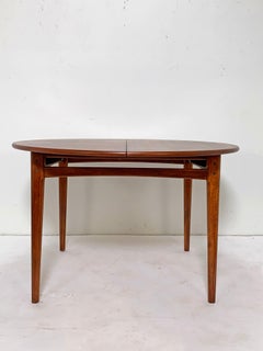 Round Danish Teak Dining Table with Two Leaves, circa 1960s