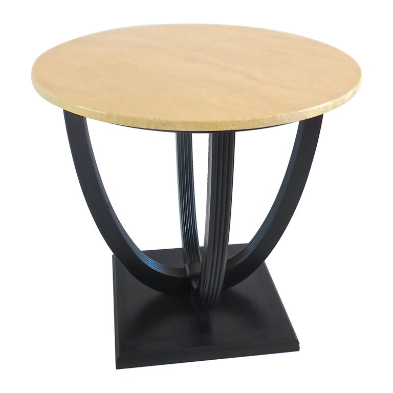 Round Deco Coffee Table Black Laquered, Round Table Excelsior