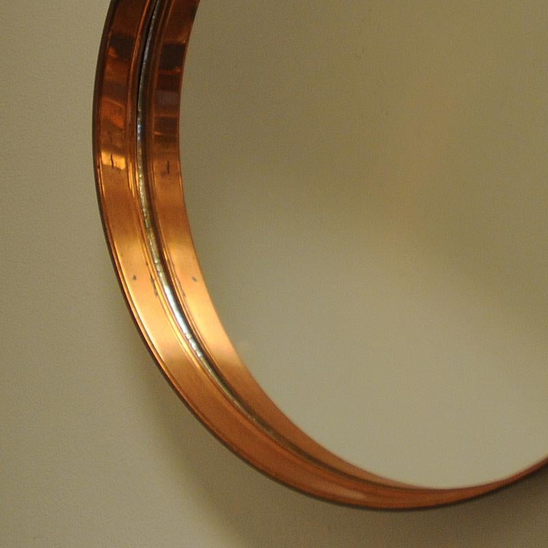 Polished Round Decorative Mirror with Copper Frame 38 CmD - Scandinavian