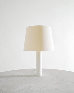 Round Decorative Swedish Mid Century Cylinder Marble Table Lamp by Bergboms 1960