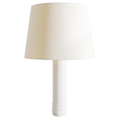 Round Decorative Swedish Mid Century Cylinder Marble Table Lamp by Bergboms 1960