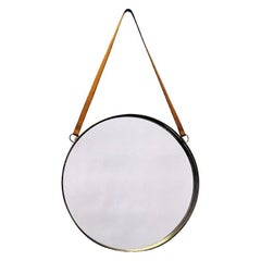 Round decorative vintage brass mirror by Bror Moje Sweden 1960s