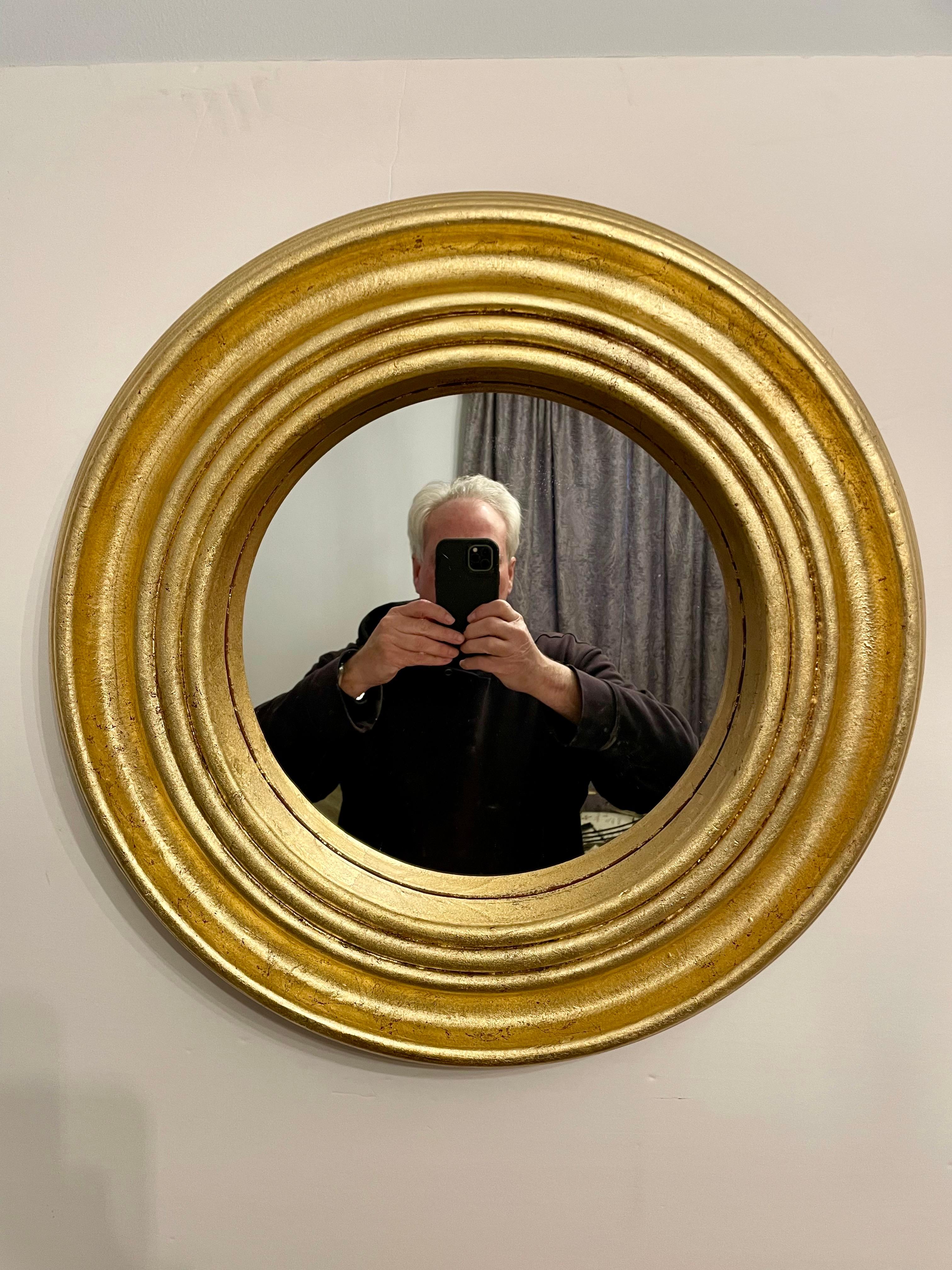 1980's Gilt Round Mirror with very deep frame. 22