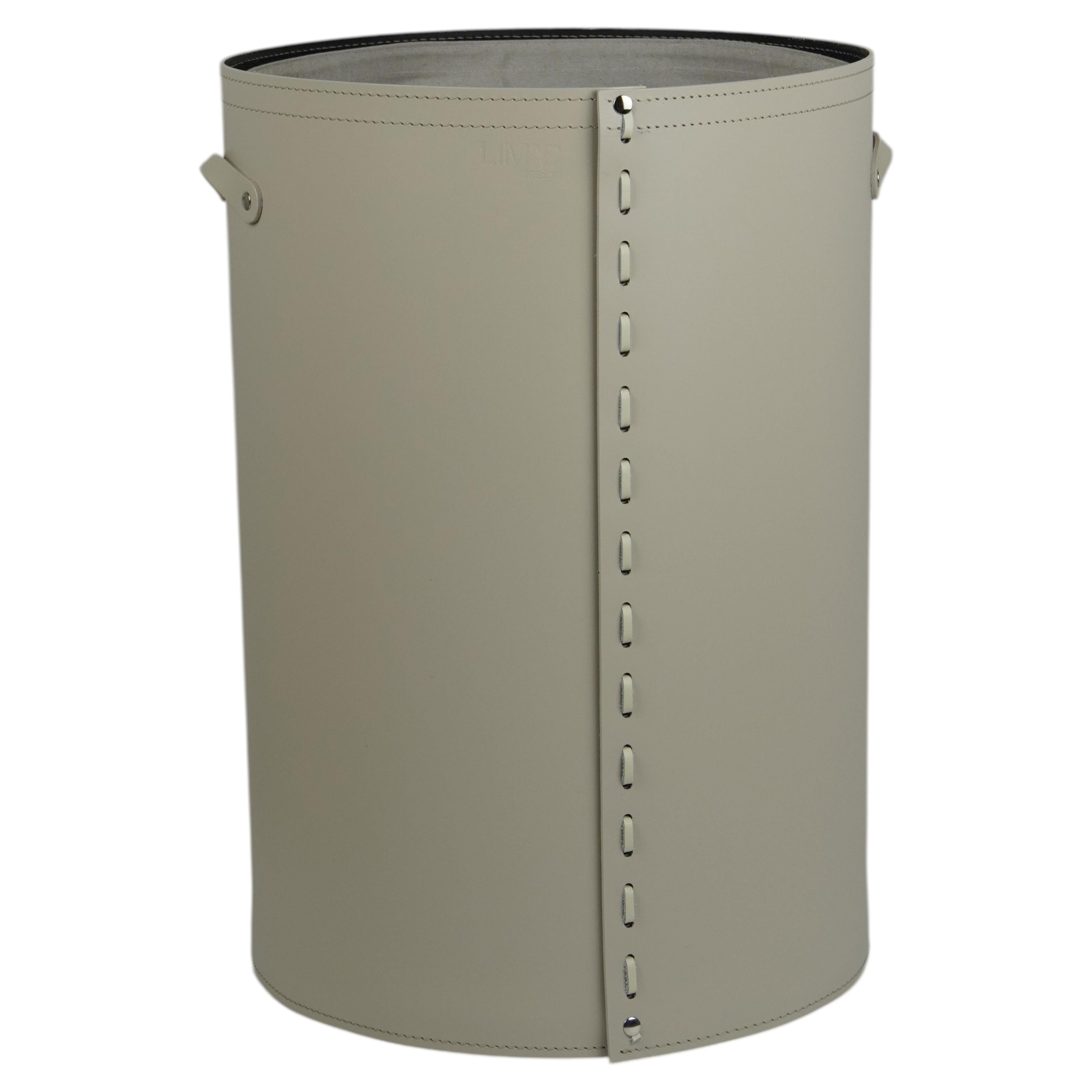 Round Leather Laundry Basket by Limac Design, CESTELLEA Standard For Sale